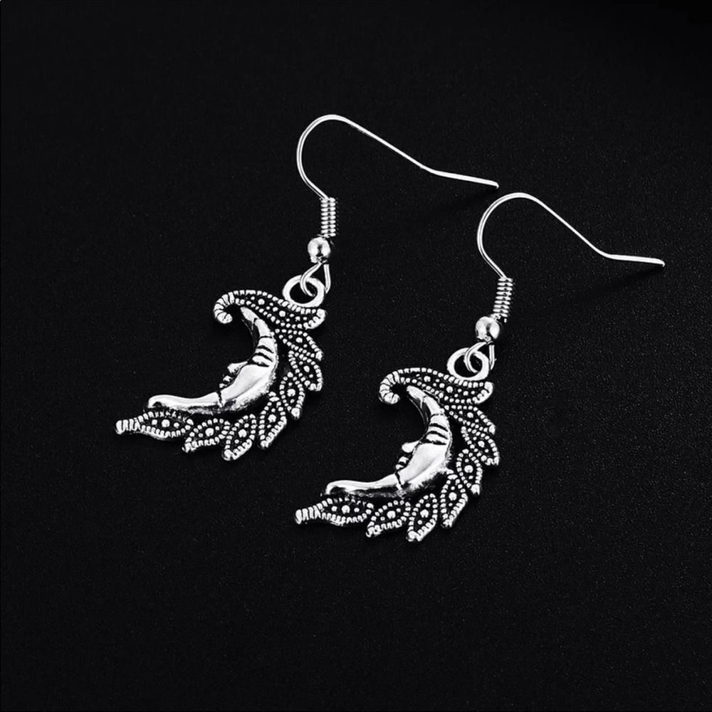 Vintage Moon Shape Dangle Earrings for Women Girl